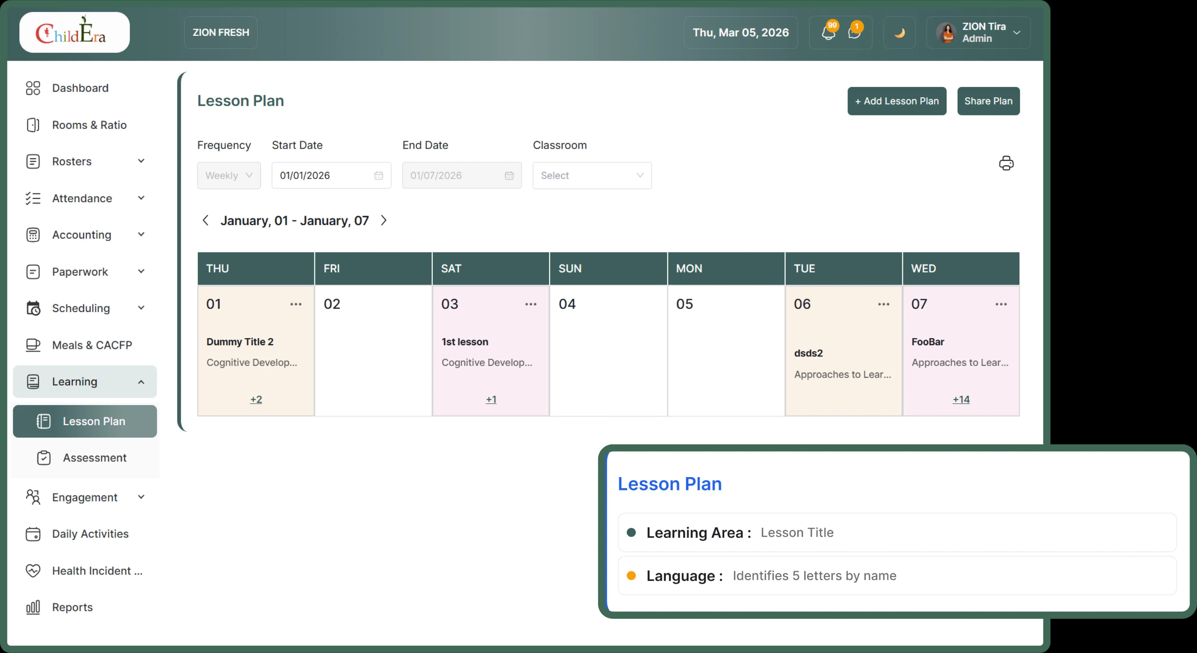 ChildEra learning and assessment tracking
